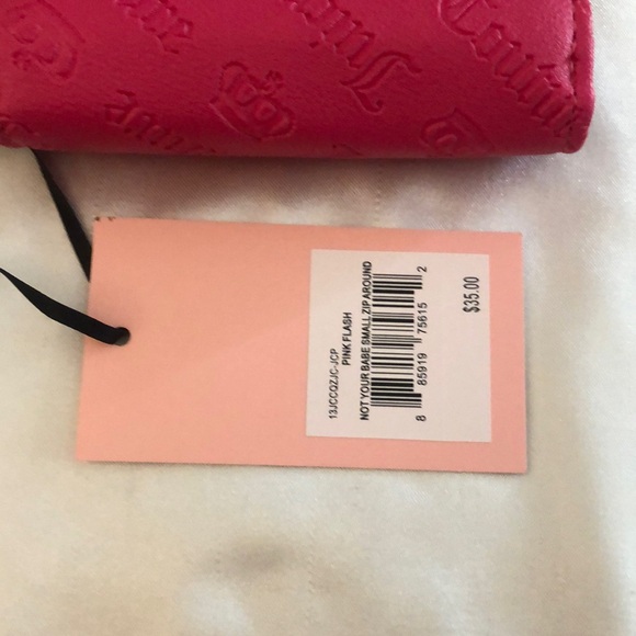 Juicy Couture Pink Flash Not Your Babe Small Zip Around Bifold Wallet NWT - Picture 4 of 16